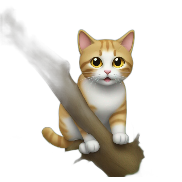 Un chat percher sur un arbre emoji