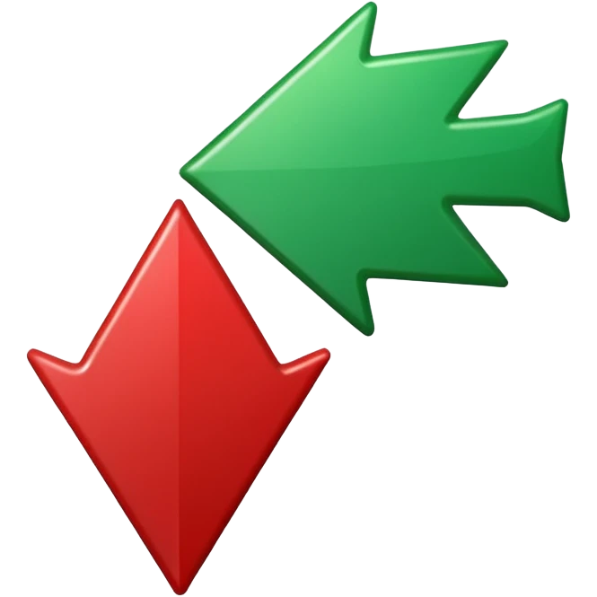 Tag vermelha com uma flecha pra cima verde do lado emoji