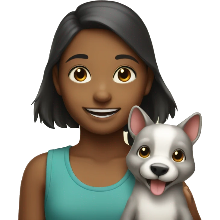 smiling girl with animal friend no hat emoji