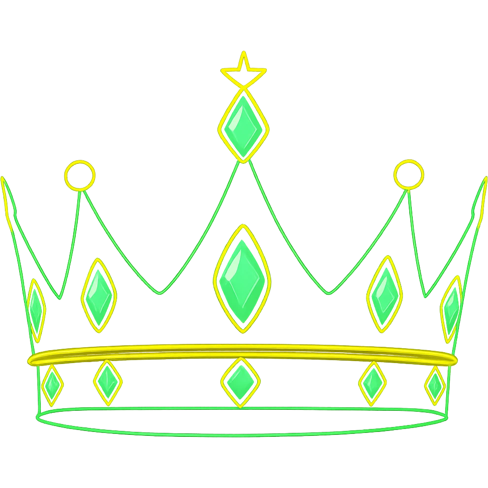 Add colorful jewels to the glowing neon tiara, keep the background transparent, maintain the glowing neon style and vibrant colors of the tiara. emoji