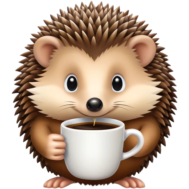 Hedgehog with coffee emoji