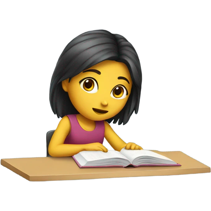 A girl studying emoji