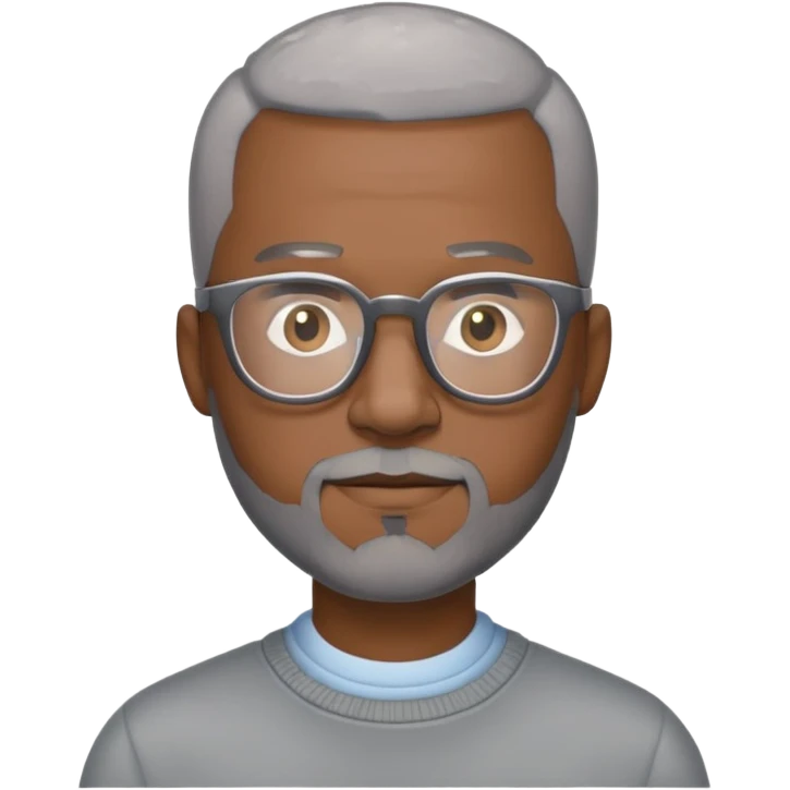 Black man with a gray buzz cut and beard with glasses emoji