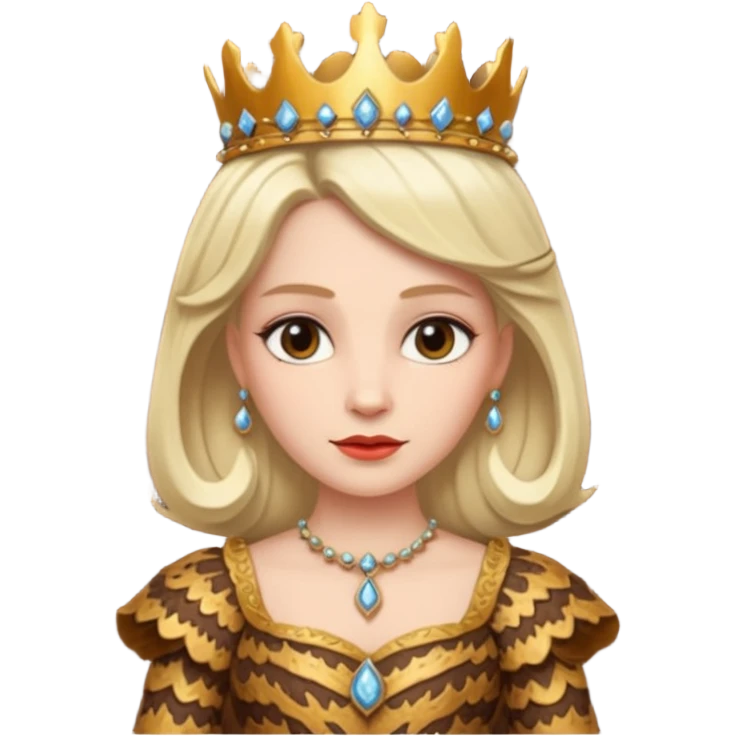 Queen wearing a bark-patterned dress emoji