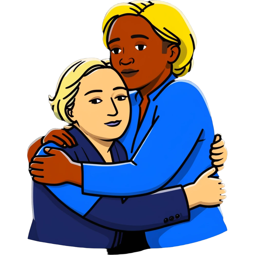 Marine le Pen hugging a black man emoji