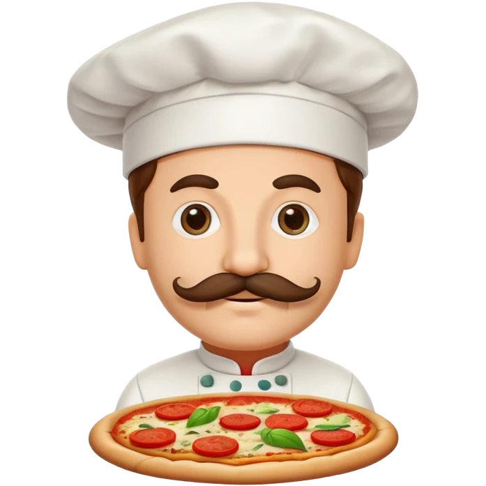 Italian pizza with chef hat and mustache emoji