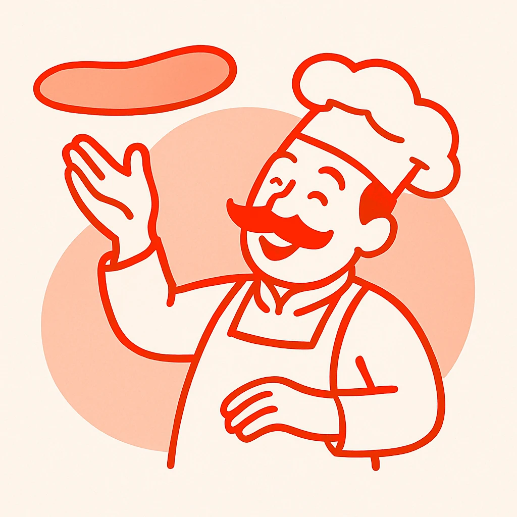 smiling Italian chef spinning pizza dough emoji