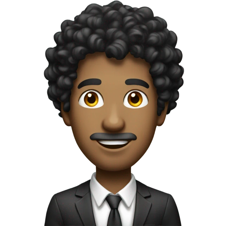 Man with black curly hair winning lots of money emoji