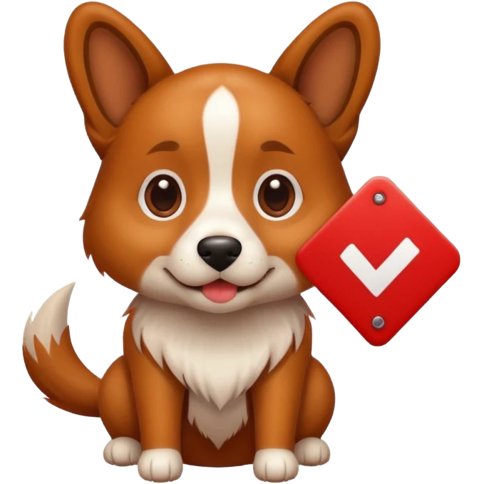 Dog check mark red emoji