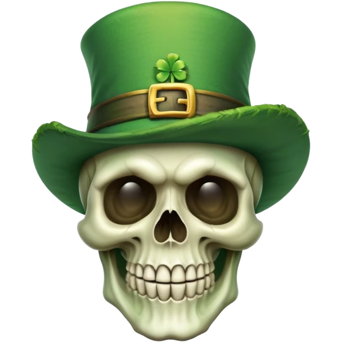 Can you please generate me a skull with a leprechaun hat? Thanks! emoji