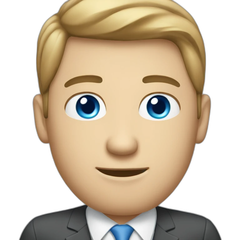 caucasian man with blue eyes wearing suit typing on a MacBook emoji