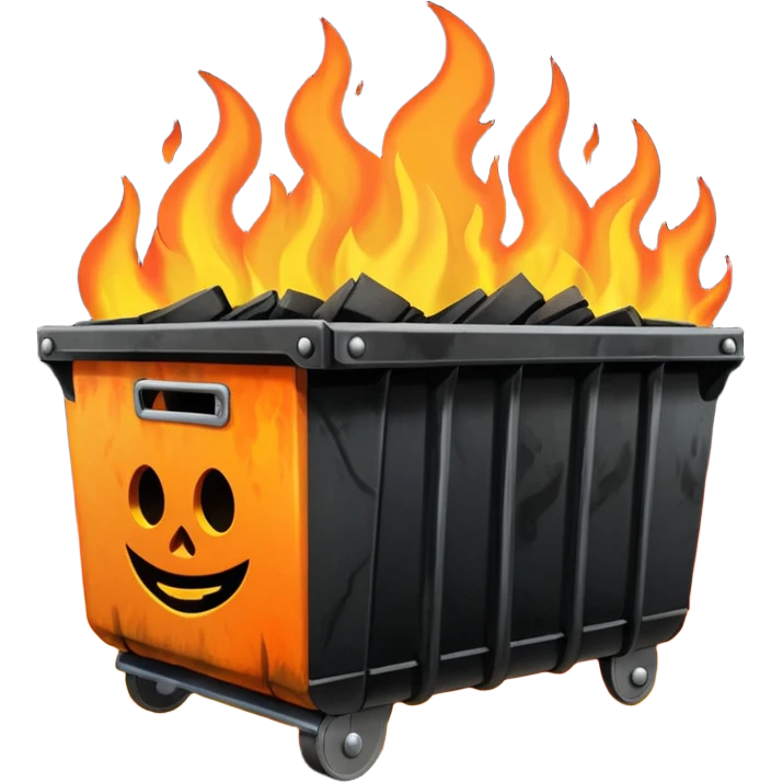 Dumpster fire no wheels emoji