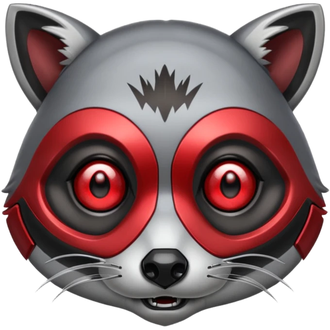 Cyborg racoon face red eyes emoji