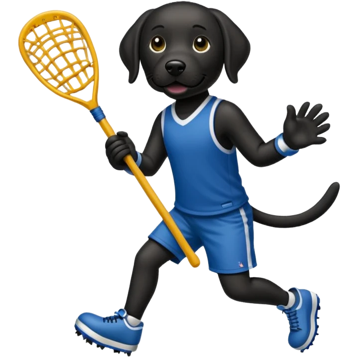 Black lab playing lacrosse emoji