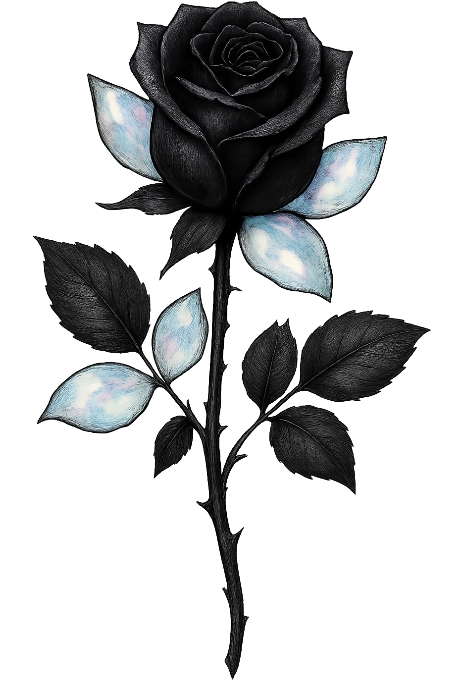 goth Opal crystal rose flower, remove background emoji