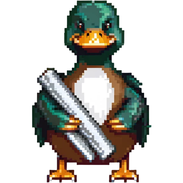 mallard duck holding silver duct tape emoji