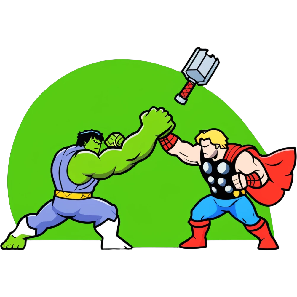 Hulk versus Thor, superhero battle emoji