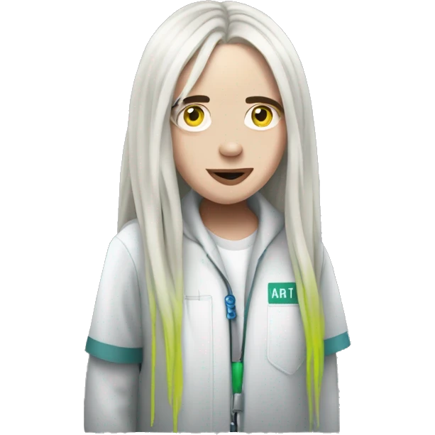Billie Eilish backstage at a science lab emoji