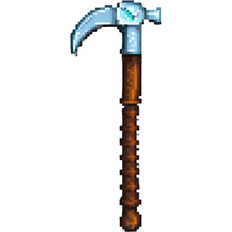 pixelated Minecraft diamond pickaxe with brown handle emoji