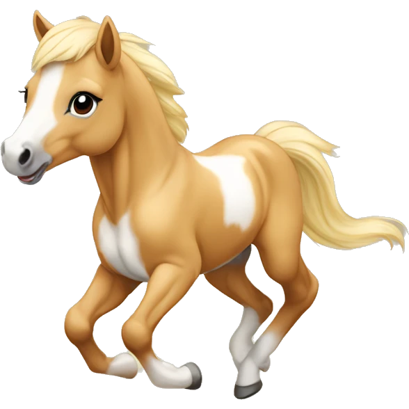 Piebald palomino yellow brown horse foal baby running emoji