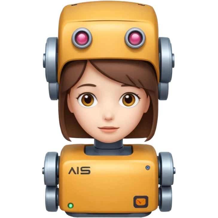 girl ai robot with name Caja Cusco on his head emoji
