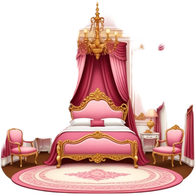 Reddish-pinkish and gold and white romantic vintage aesthetic room emoji