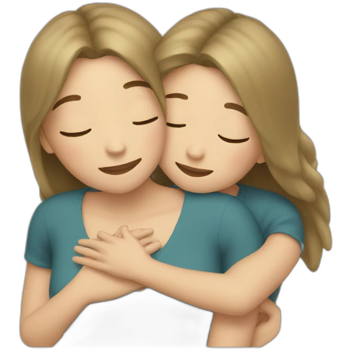 3 white sisters hugging emoji