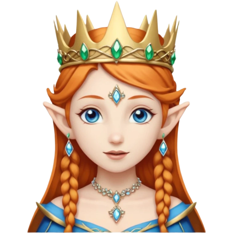 Hyper realistic forest elf mage queen fairy pale skin blue eyes ginger hair emoji