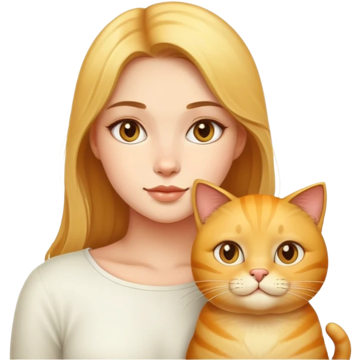 A beautiful girl with a golden fat cat emoji