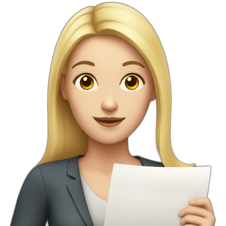 White woman with document on hand emoji