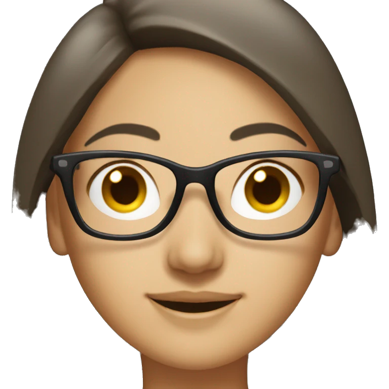 asian Woman in black glasses smiling  emoji