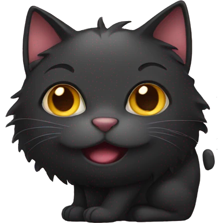 dark cat with heart emoji
