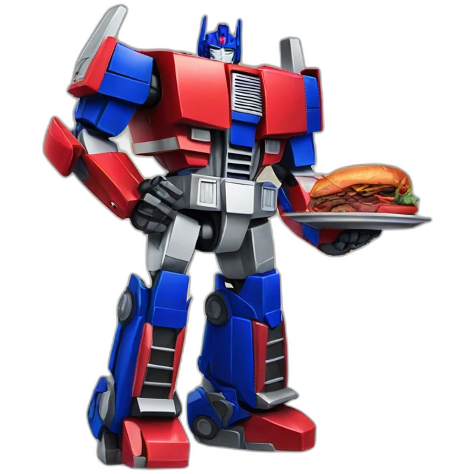 Optimus Prime eats barbecue emoji