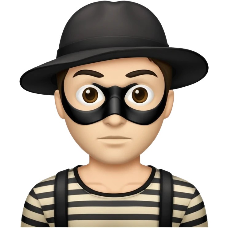 classic robber with black mask and striped shirt emoji