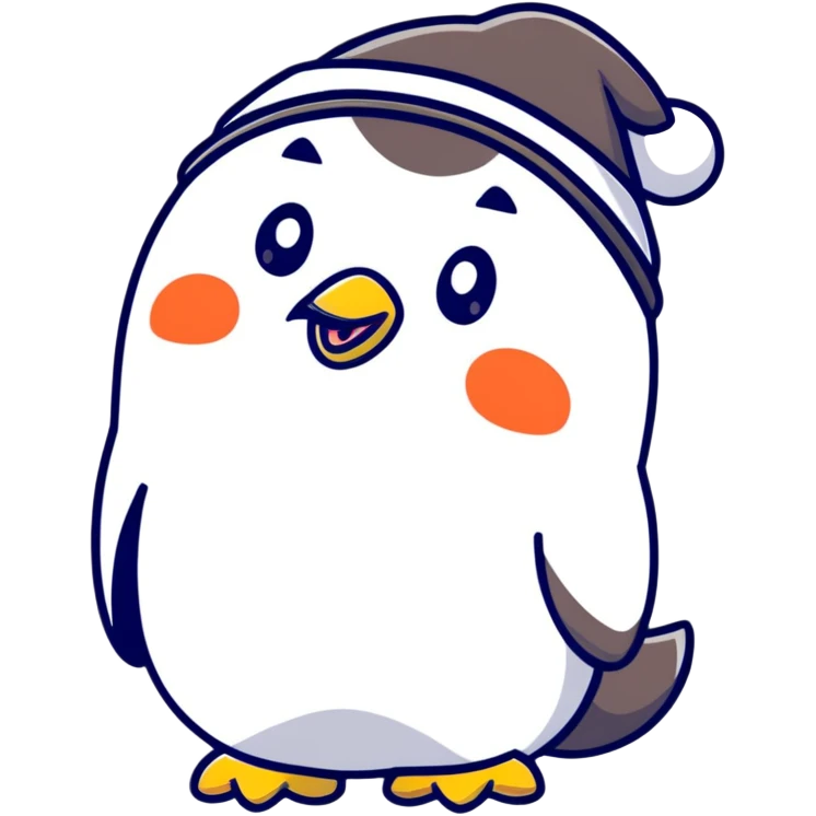 cute dog wearing a penguin-shaped hat emoji