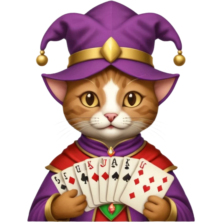 court jester cat medieval, poker cards emoji
