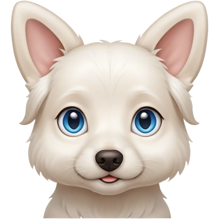 Blue eyed small white dog ffloppy ears emoji