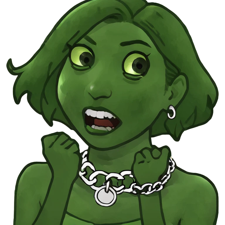 a girl with her hands over her neck screaming  emoji