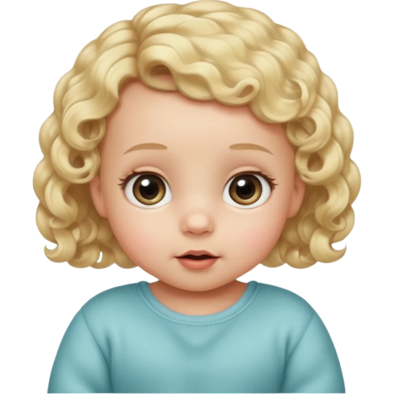 The head of a cherubic infant baby with a single curl tuff of hair and big dreamy eyes and extra long eyelashes emoji