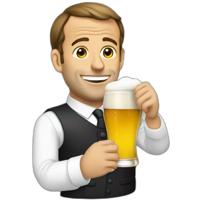 macron qui boi de la bier emoji