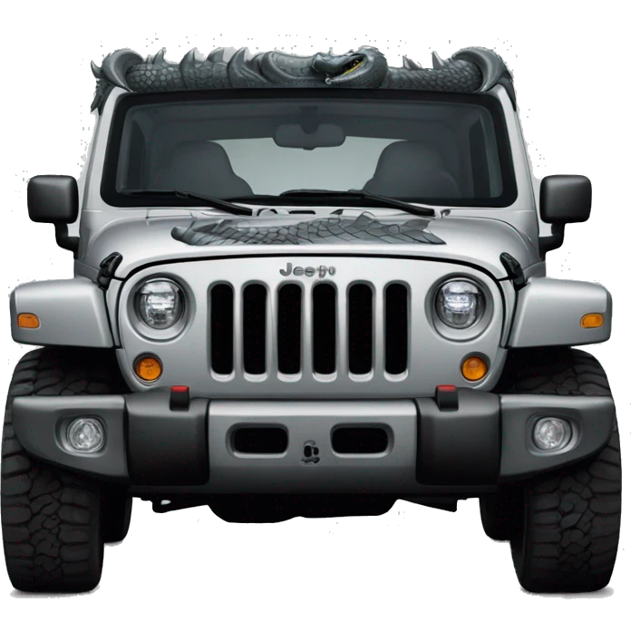 Jeep rubicon grey with a dragon painted on the front door emoji