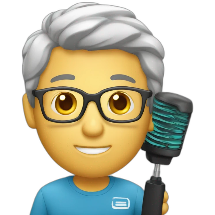 Un chico con un micrófono grabando un vídeo  emoji