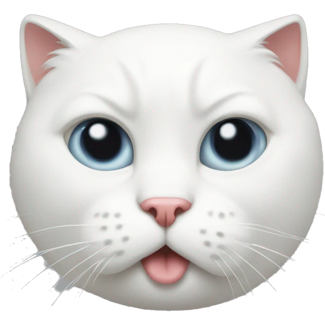 White Cat wearing a very big hate  emoji