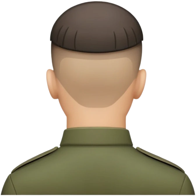 back of soldier's head with military haircut, seen from behind emoji