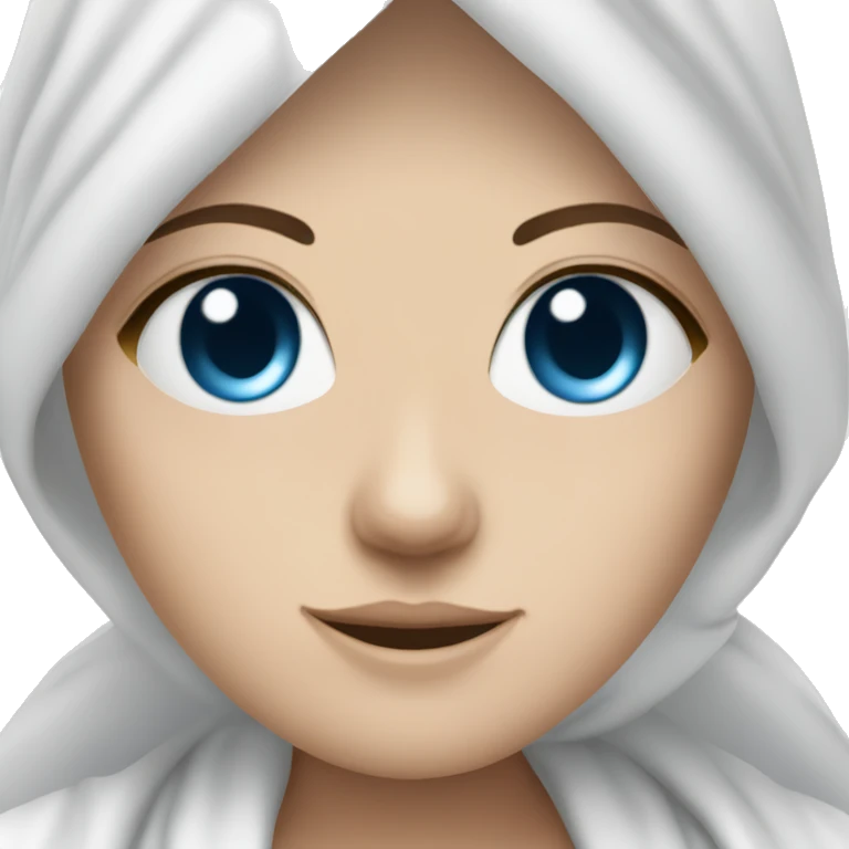 White Girl with blue eyes & hair towel on and robe  emoji