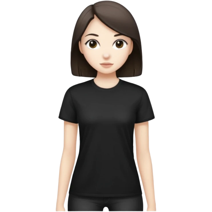 Sasha Gray in big black t-shirt full height emoji