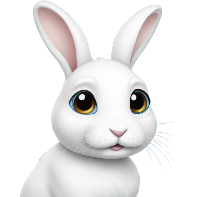 White rabbit blue eyes with black circles around eyes emoji