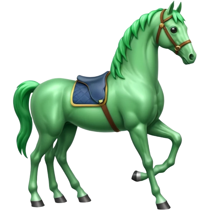 Green horse standing up with two feets facing right  emoji