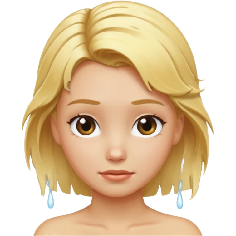 blonde girl with hair up out of shower emoji