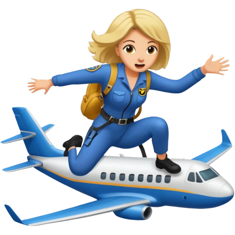 a woman jumps off a plane, apocolypse emoji